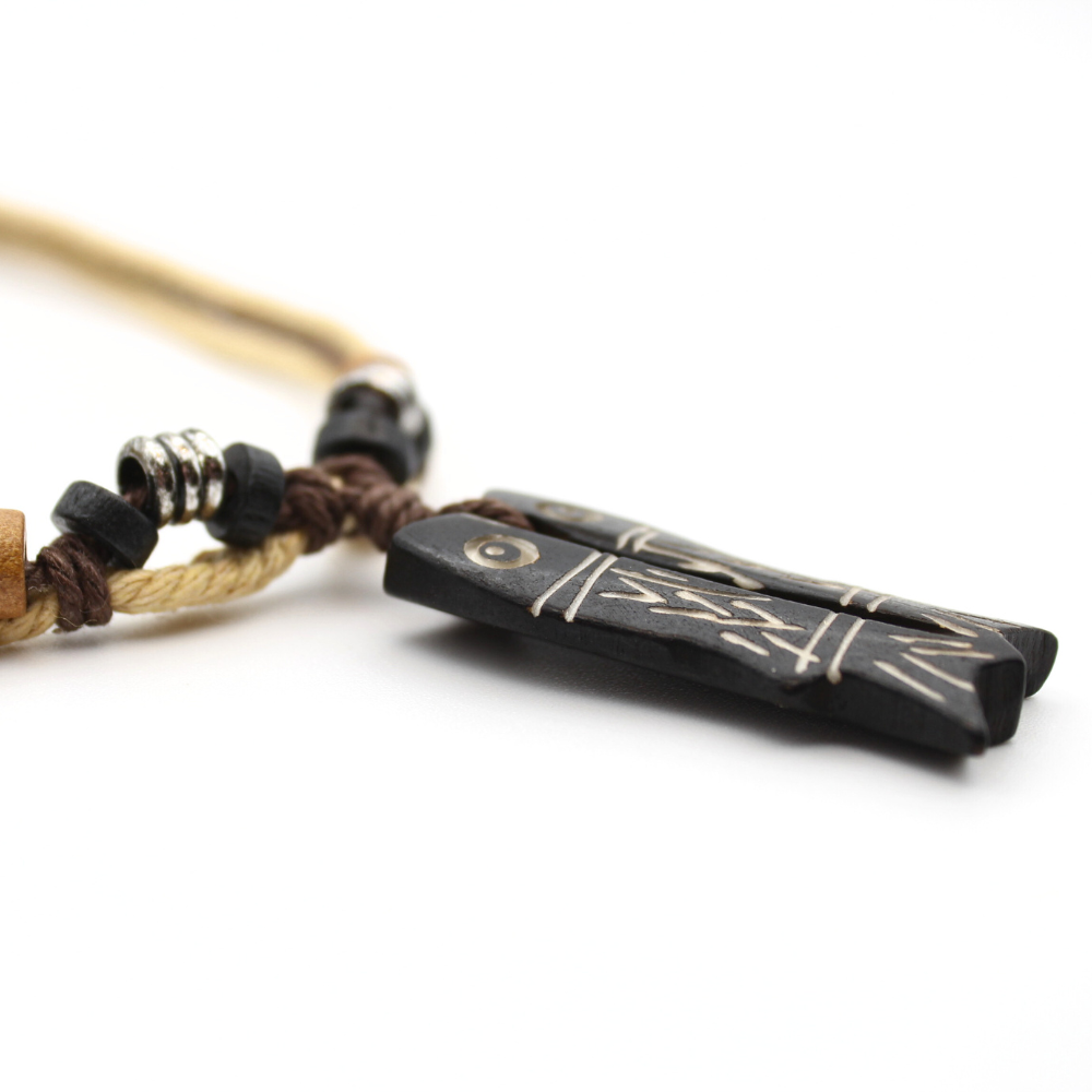 Double Fish - Carved Bone Necklace