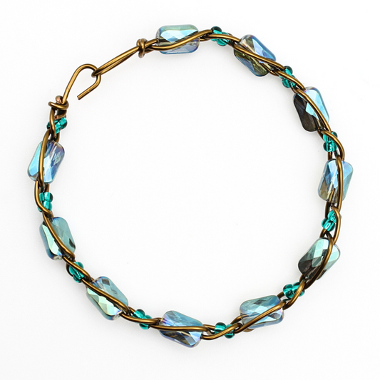 Bronze & Blue Bangle Bracelet (with Clasp)