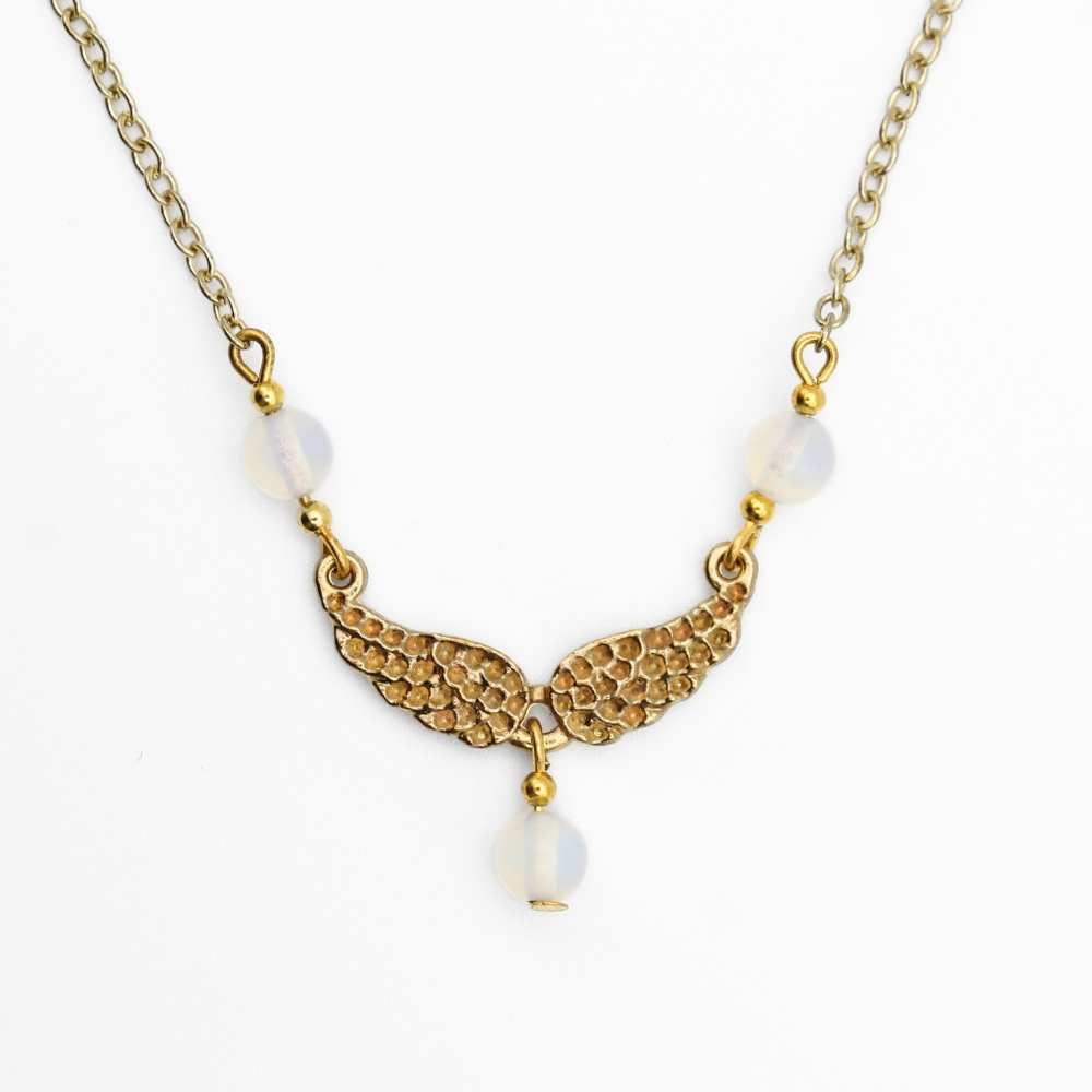 Angel Wings Necklace with Opalite