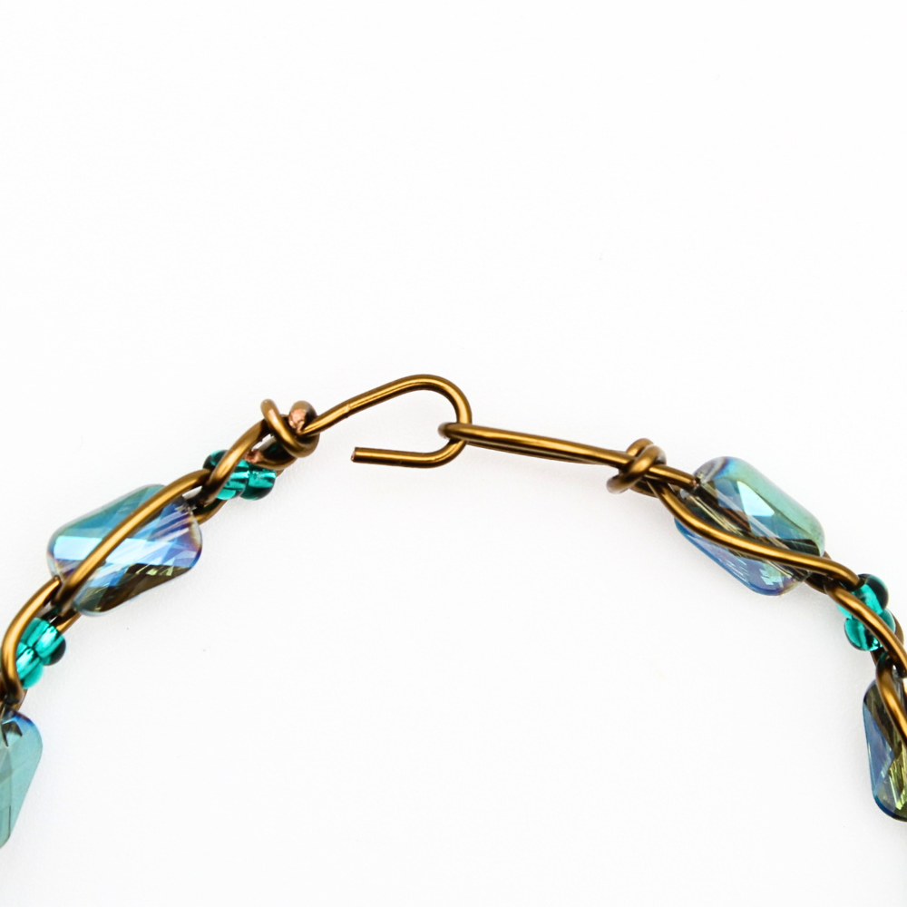 Bronze & Blue Bangle Bracelet (with Clasp)
