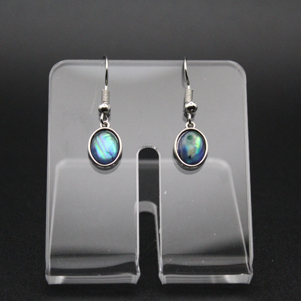 Labradorite-Style Charm Earrings (Silver)