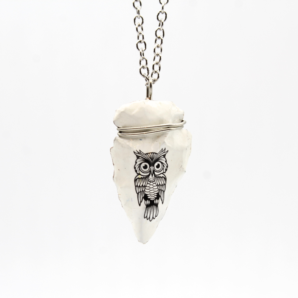 Black Owl Arrowhead Necklace