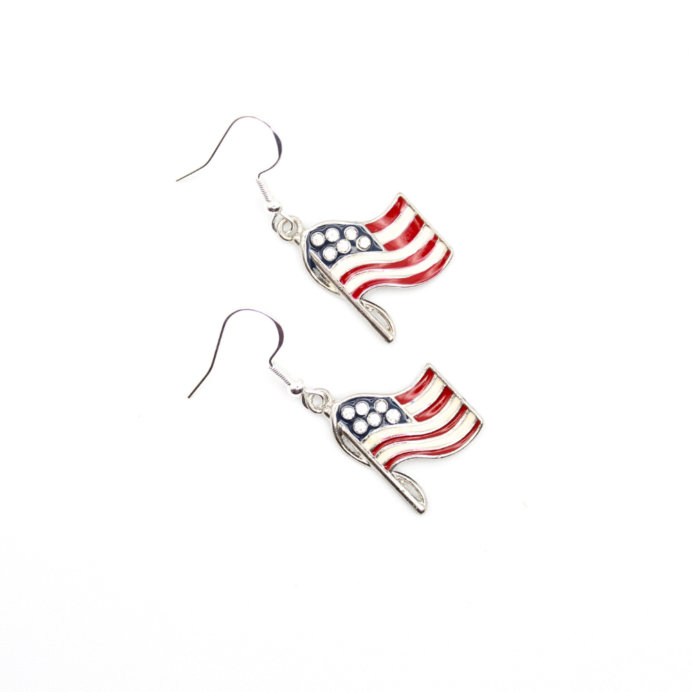 American Flag Earrings (Silver)