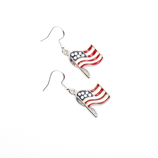 American Flag Earrings (Silver)