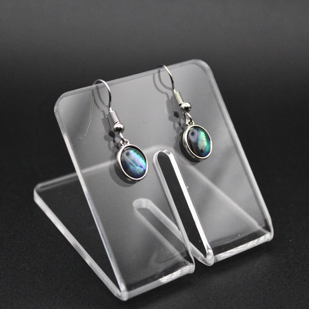 Labradorite-Style Charm Earrings (Silver)