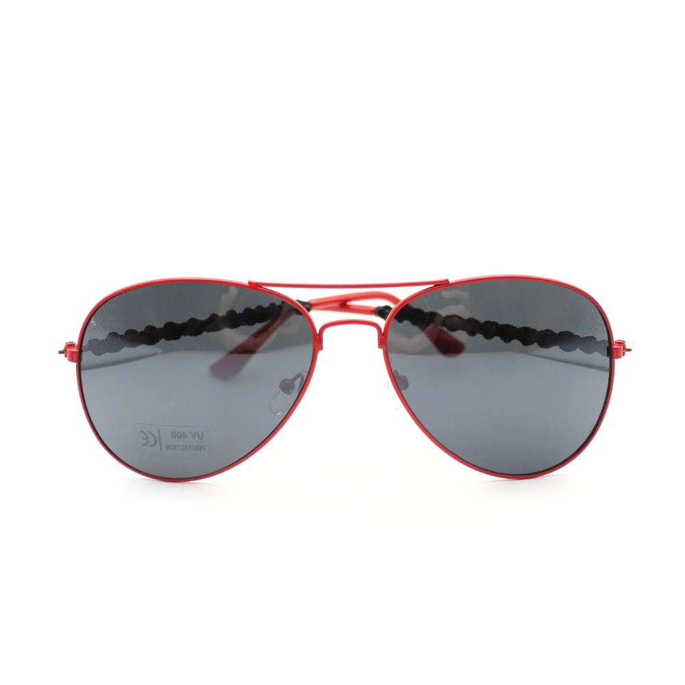 Black and Red Aviator Sunglasses with Macrame