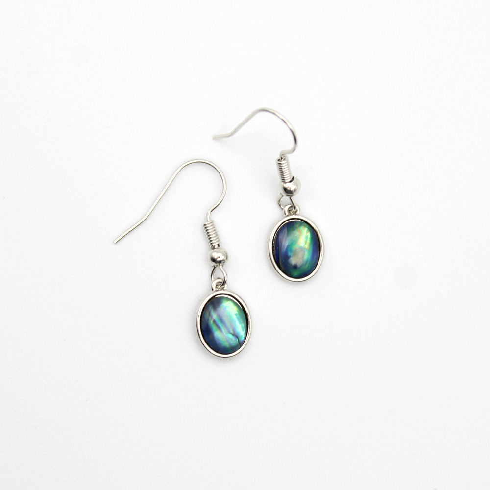 Labradorite-Style Charm Earrings (Silver)