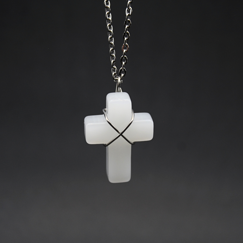 White Quartz Cross Necklace