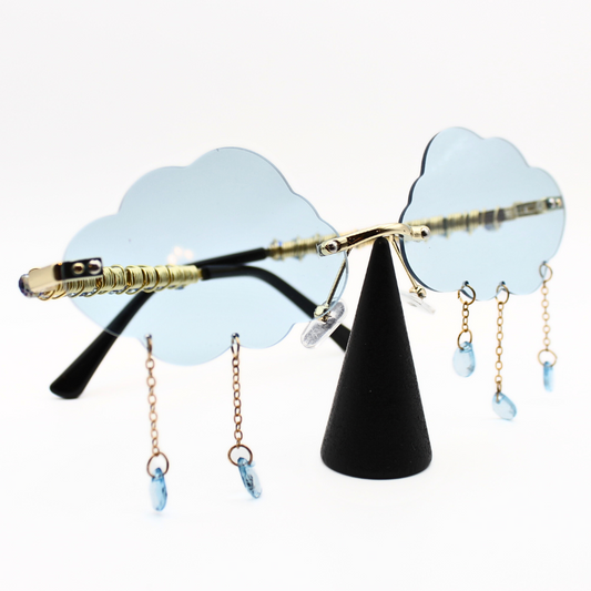 Cloud-Shaped Glasses with Rain Drops