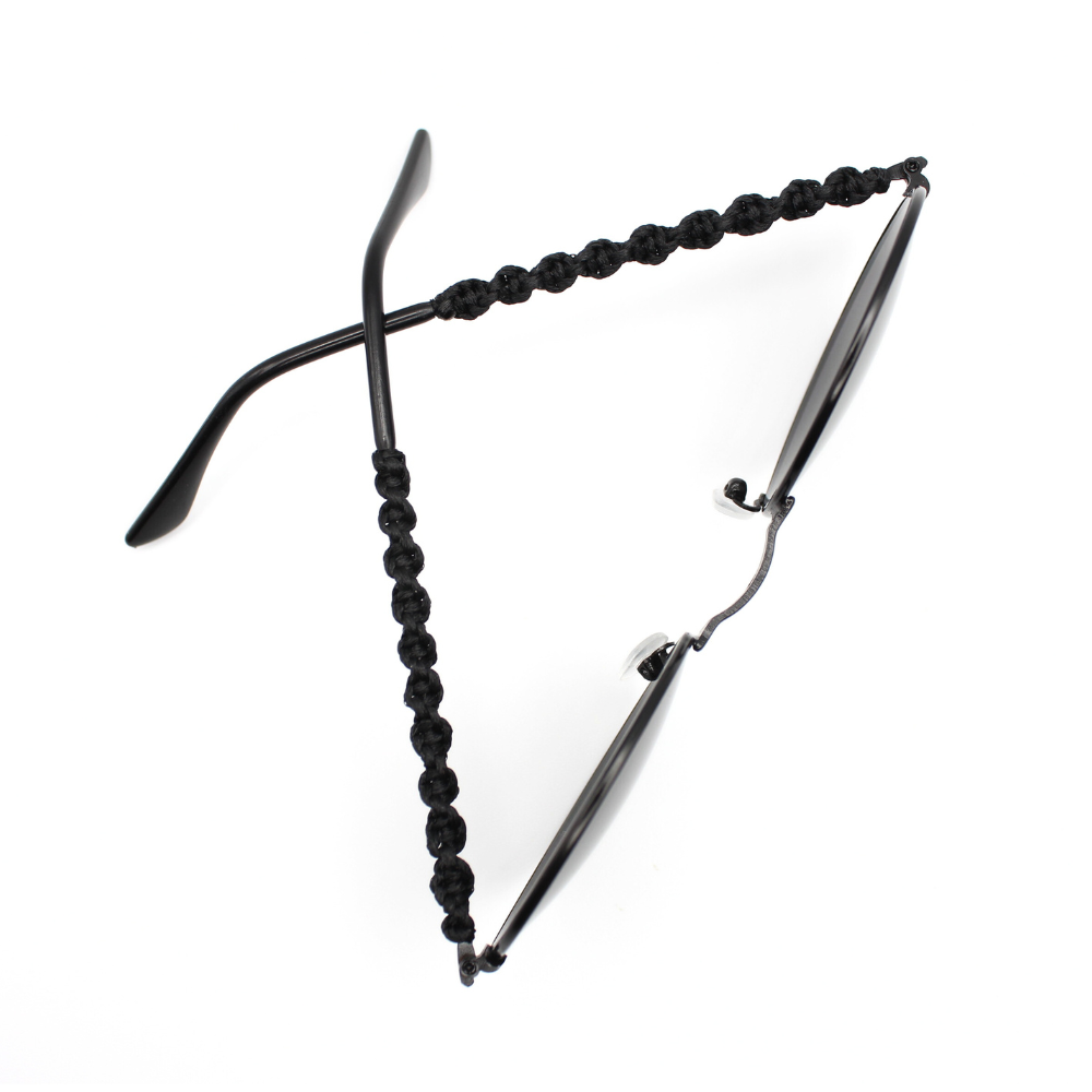 Black Round Macrame Sunglasses