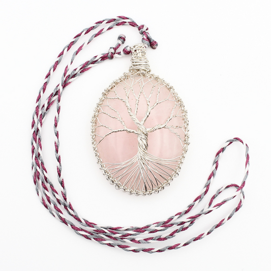 Rose Quartz Tree of Life Necklace