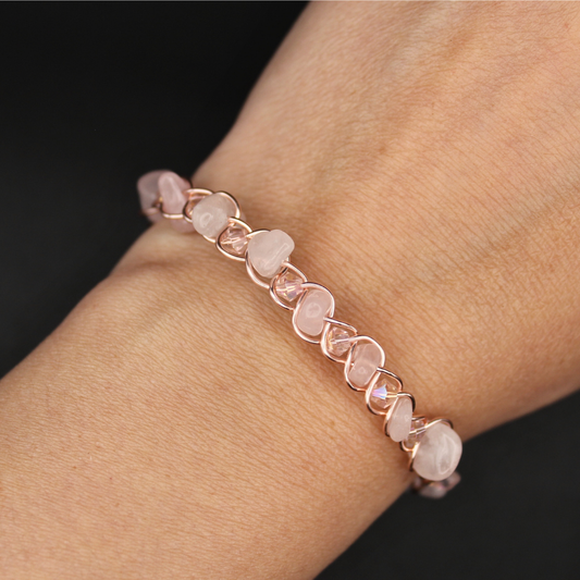 Rose Quartz Bangle Bracelet (w/ Clasp)