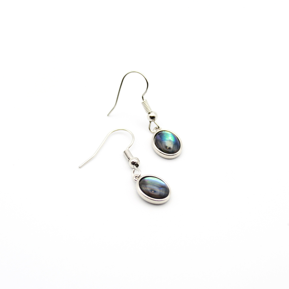 Labradorite-Style Charm Earrings (Silver)