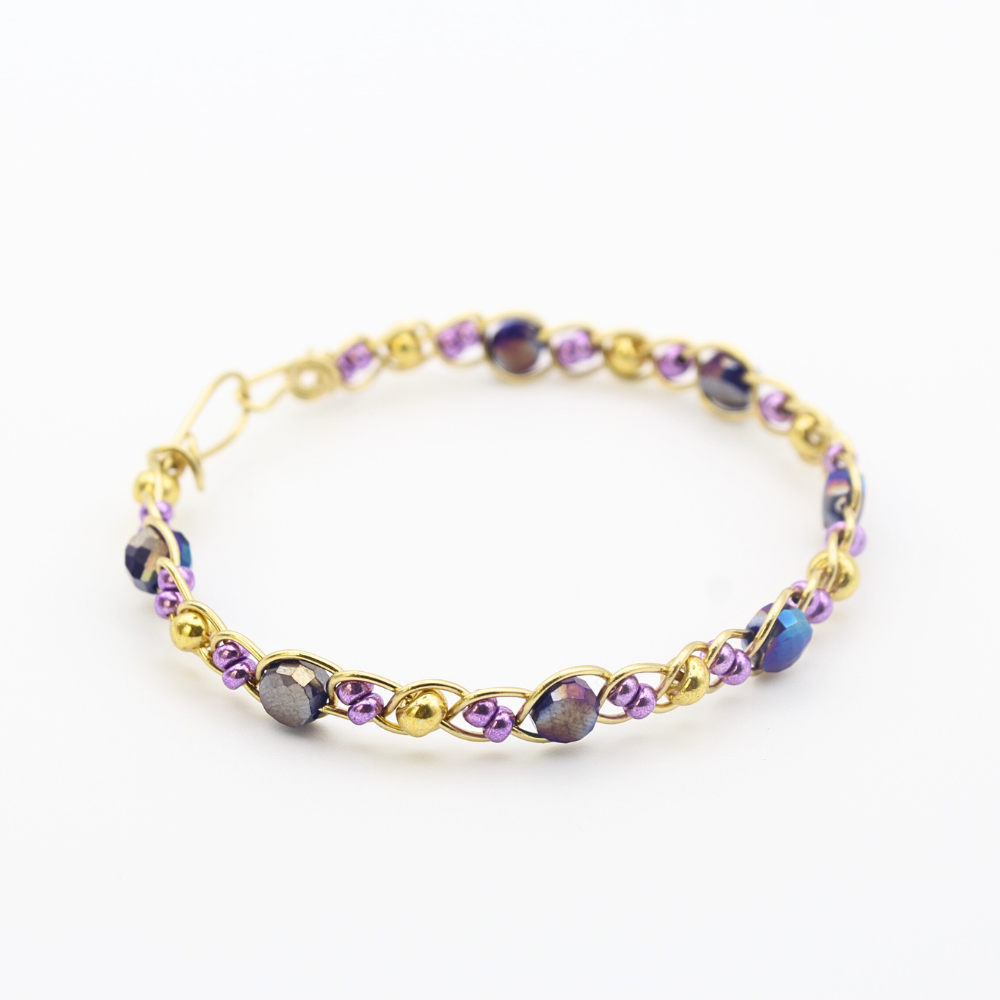 Purple & Gold Bangle Bracelet (w/ Clasp)