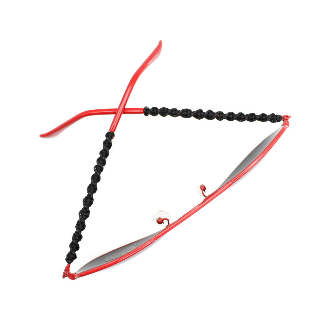 Black and Red Aviator Sunglasses with Macrame