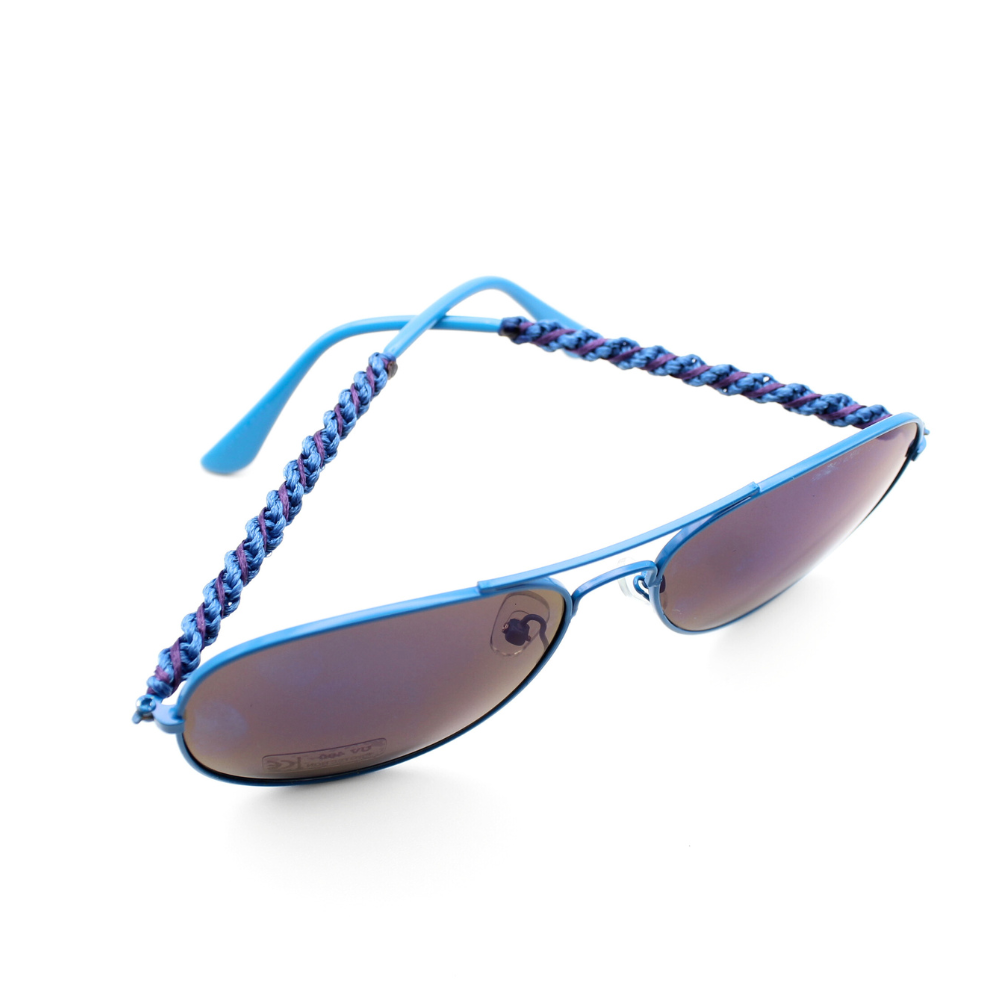 Blue Aviator Sunglasses with Macrame