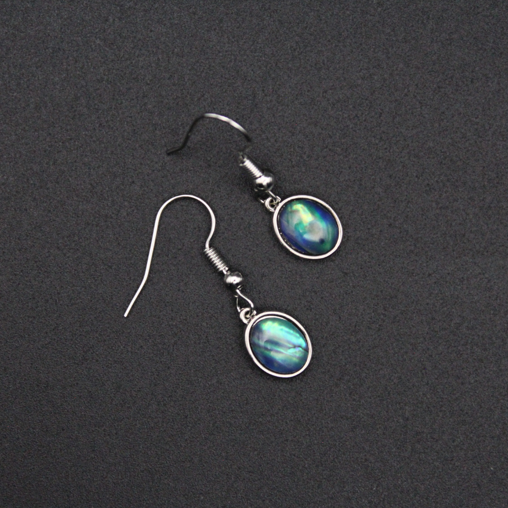 Labradorite-Style Charm Earrings (Silver)