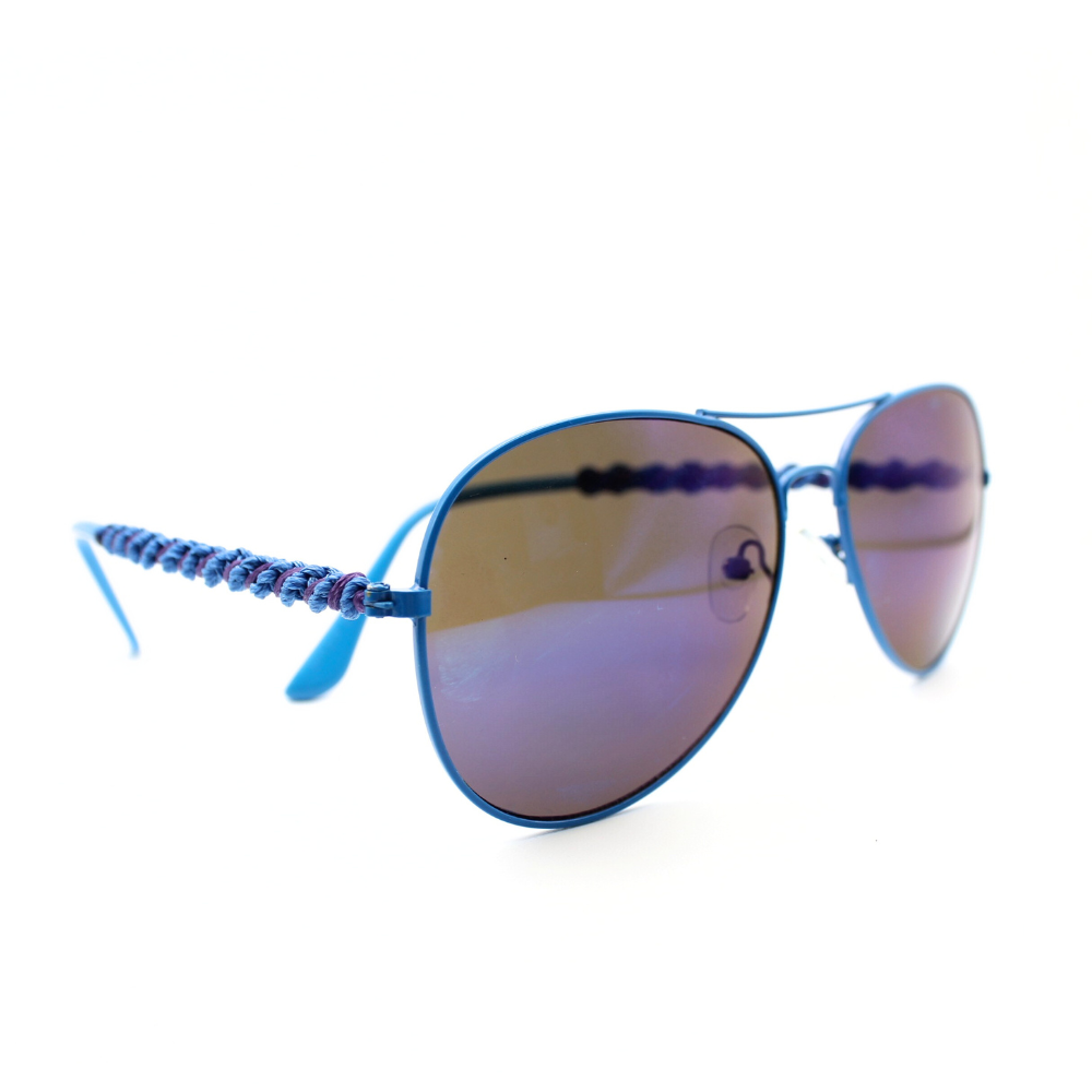 Blue Aviator Sunglasses with Macrame