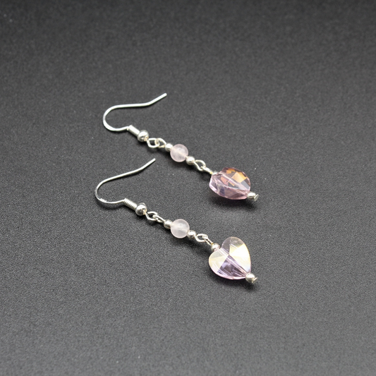 Heart Earrings with Rose Quartz
