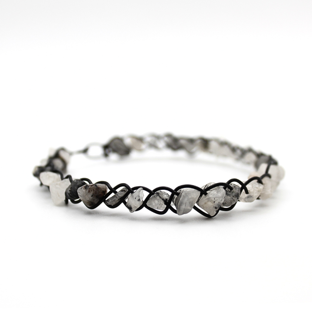 Rutilated Quartz Bangle Bracelet (w/ Clasp)