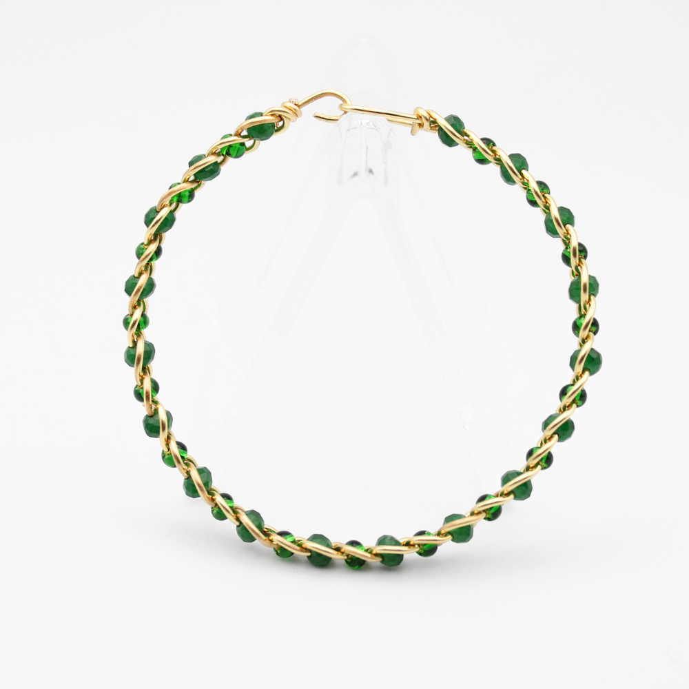 Emerald Bangle Bracelet (with Clasp) (Gold)