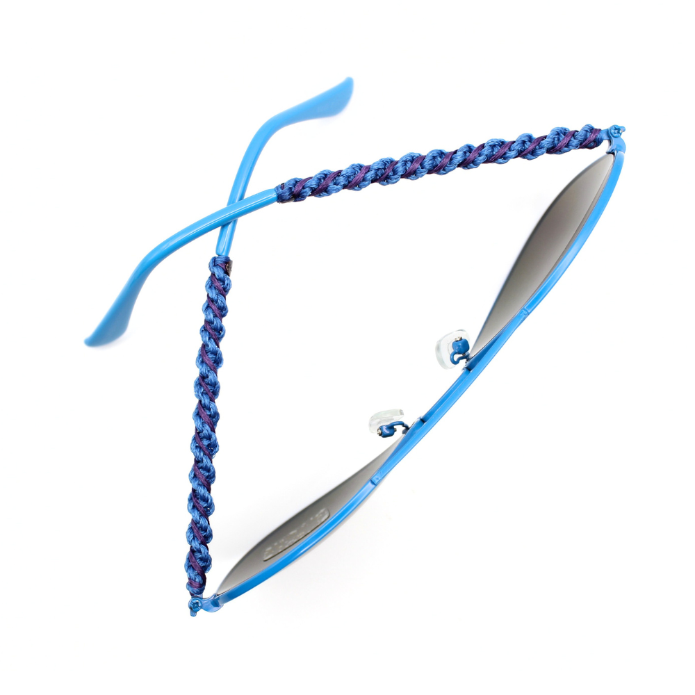 Blue Aviator Sunglasses with Macrame