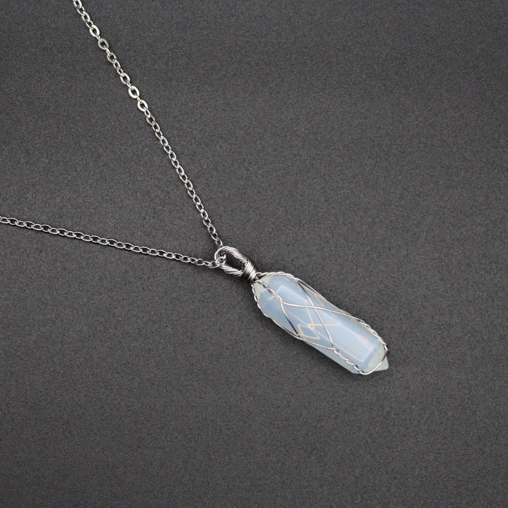 Opalite Point Necklace (Silver)