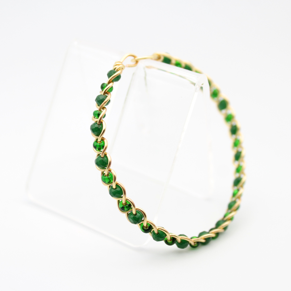 Emerald Bangle Bracelet (with Clasp) (Gold)