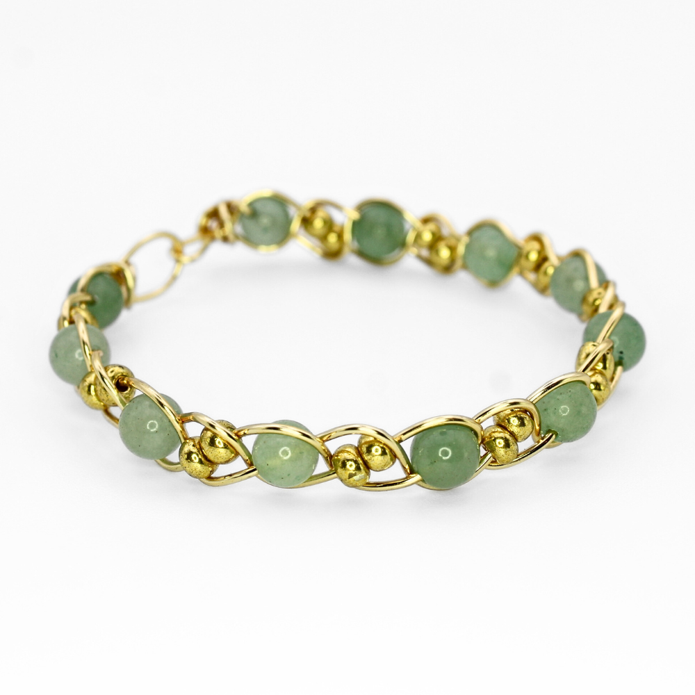 Green Aventurine Bangle Bracelet (w/ Clasp)