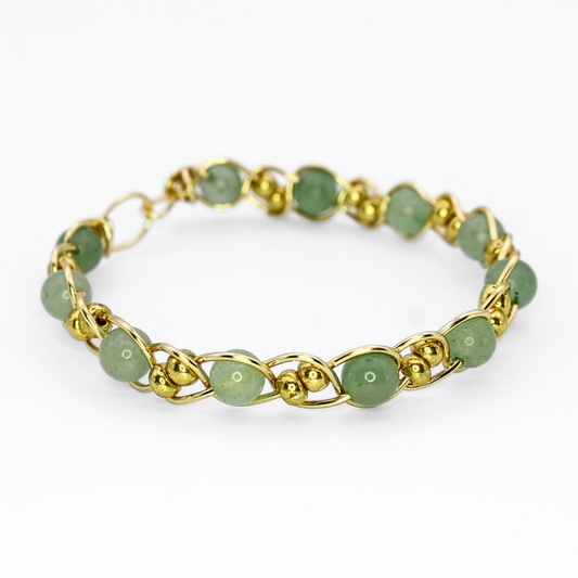 Green Aventurine Bangle Bracelet (w/ Clasp)