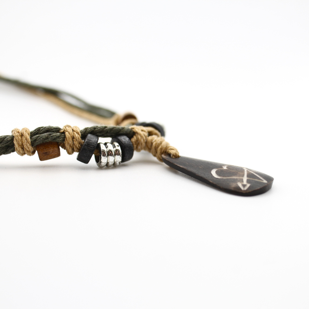 Heart w/ Arrow - Carved Bone Necklace