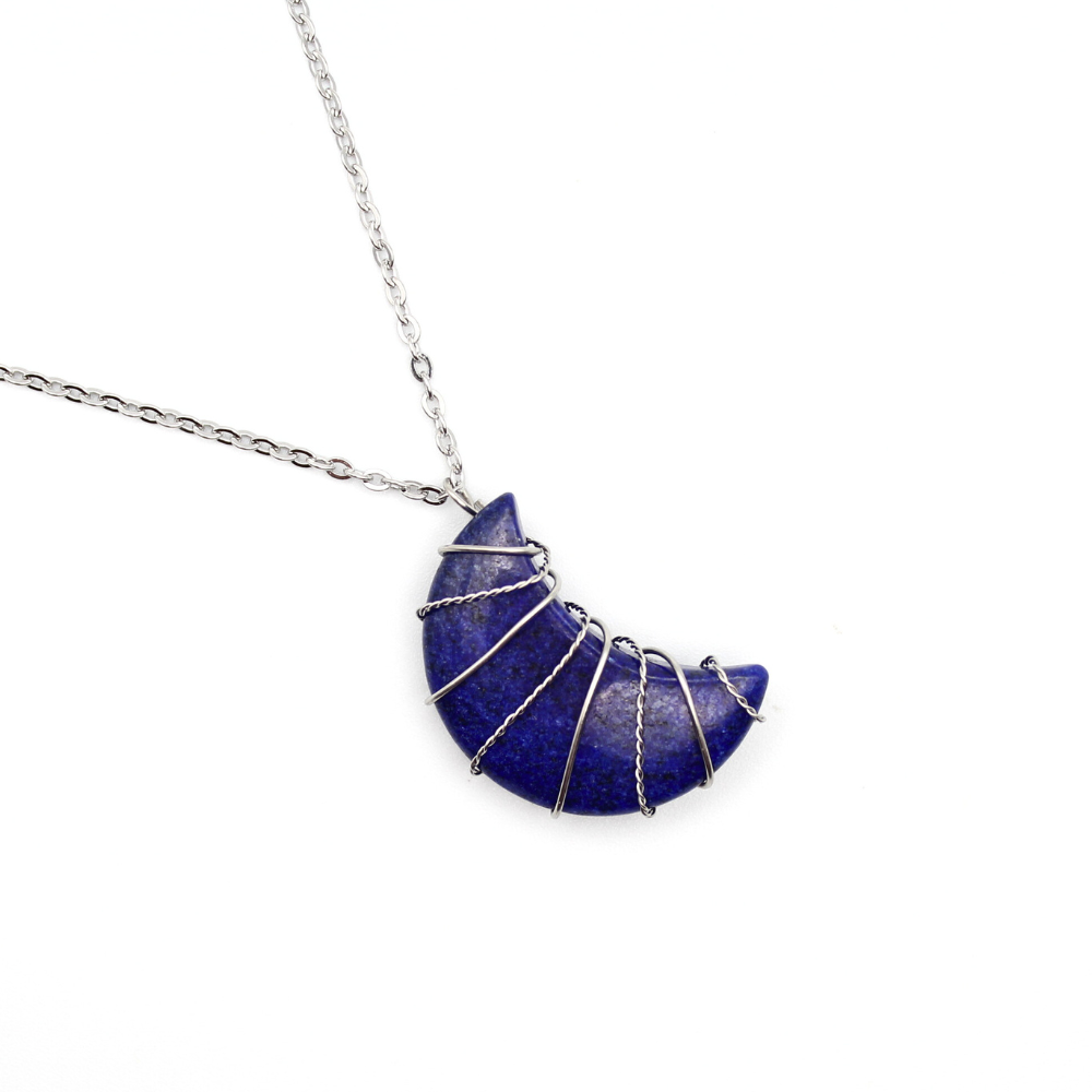 Lapis Lazuli Moon Necklace (Silver)