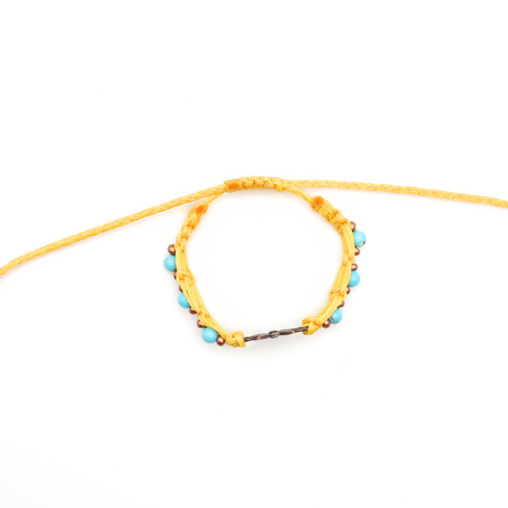 Daisy Charm Bracelet with Turquoise & Copper (Adjustable)