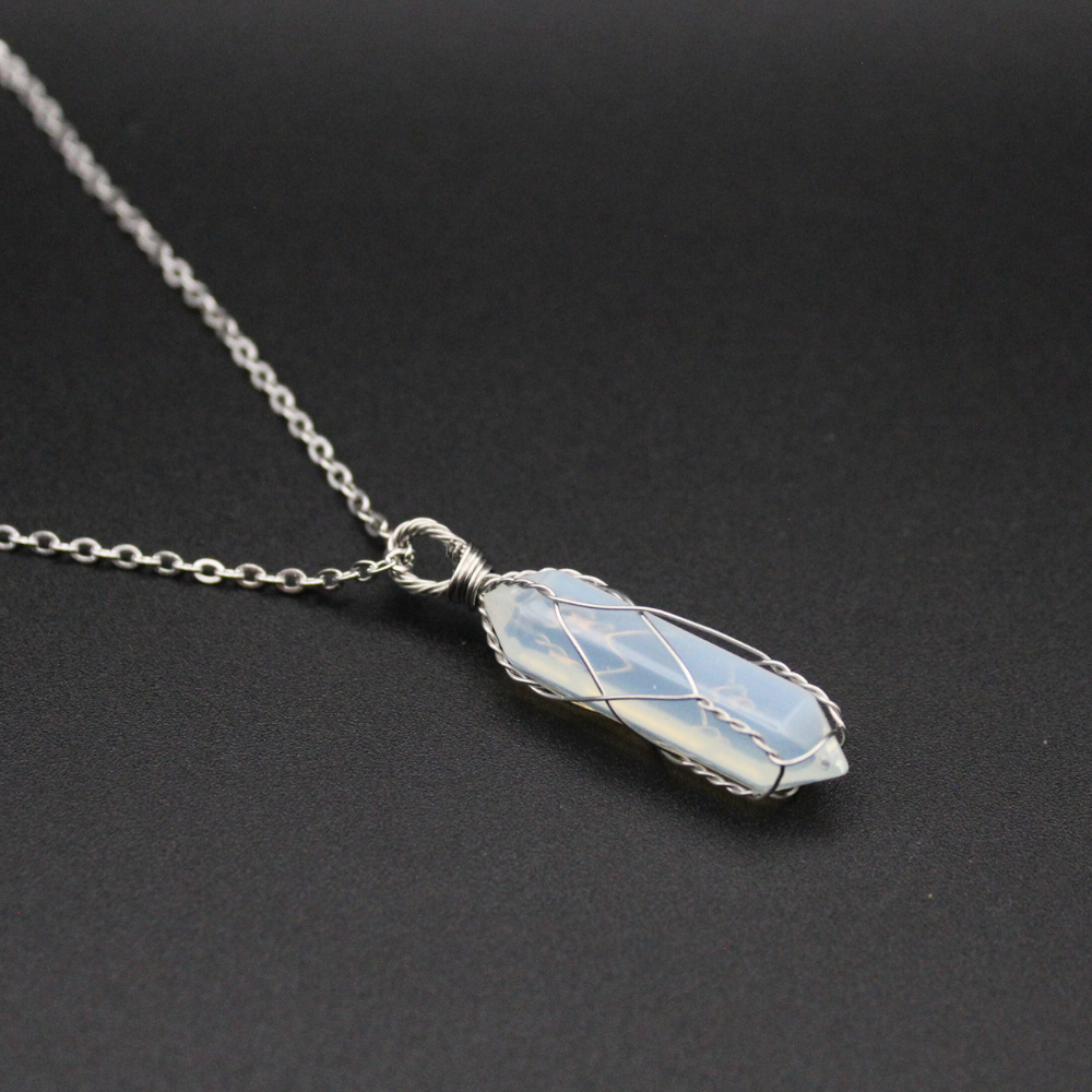 Opalite Point Necklace (Silver)
