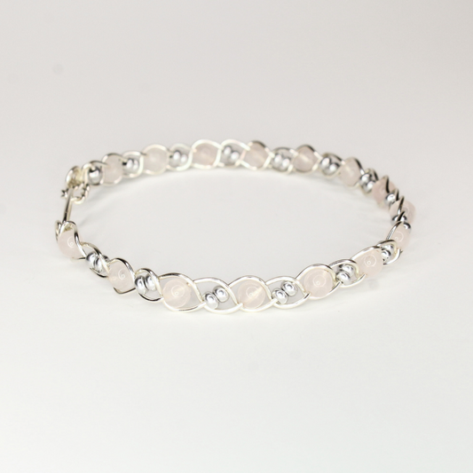 Rose Quartz Bangle Bracelet (w/ Clasp)