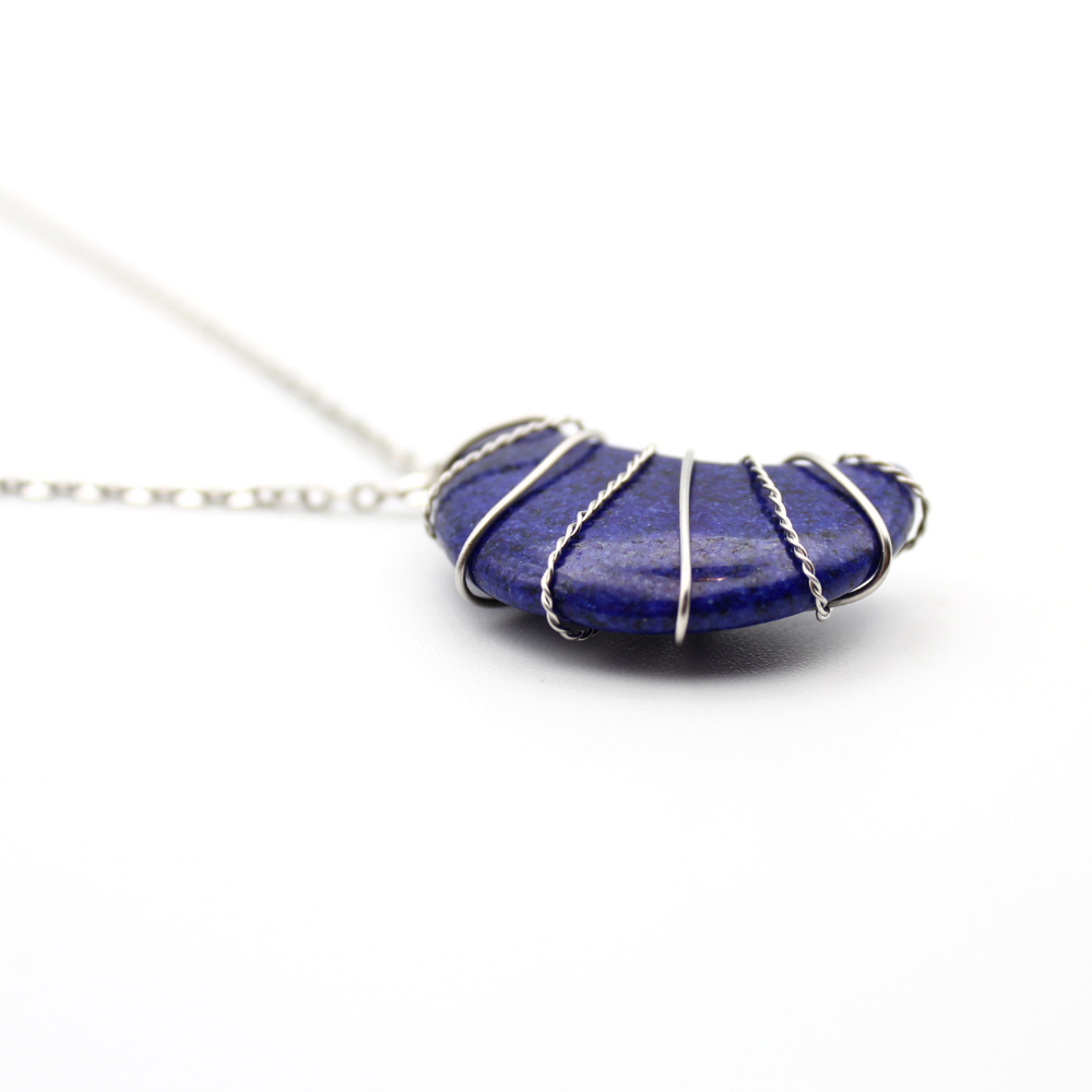 Lapis Lazuli Moon Necklace (Silver)