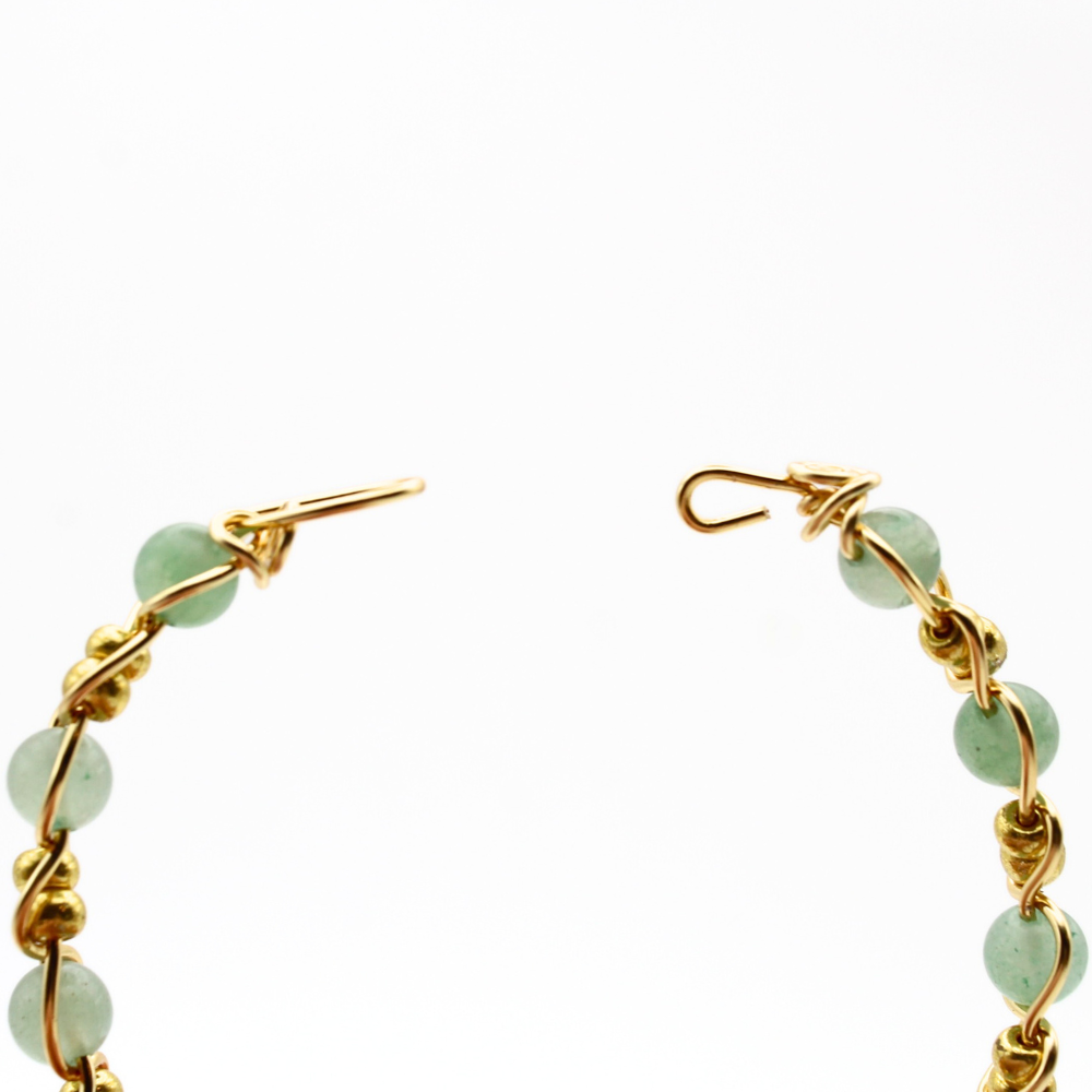 Green Aventurine Bangle Bracelet (w/ Clasp)