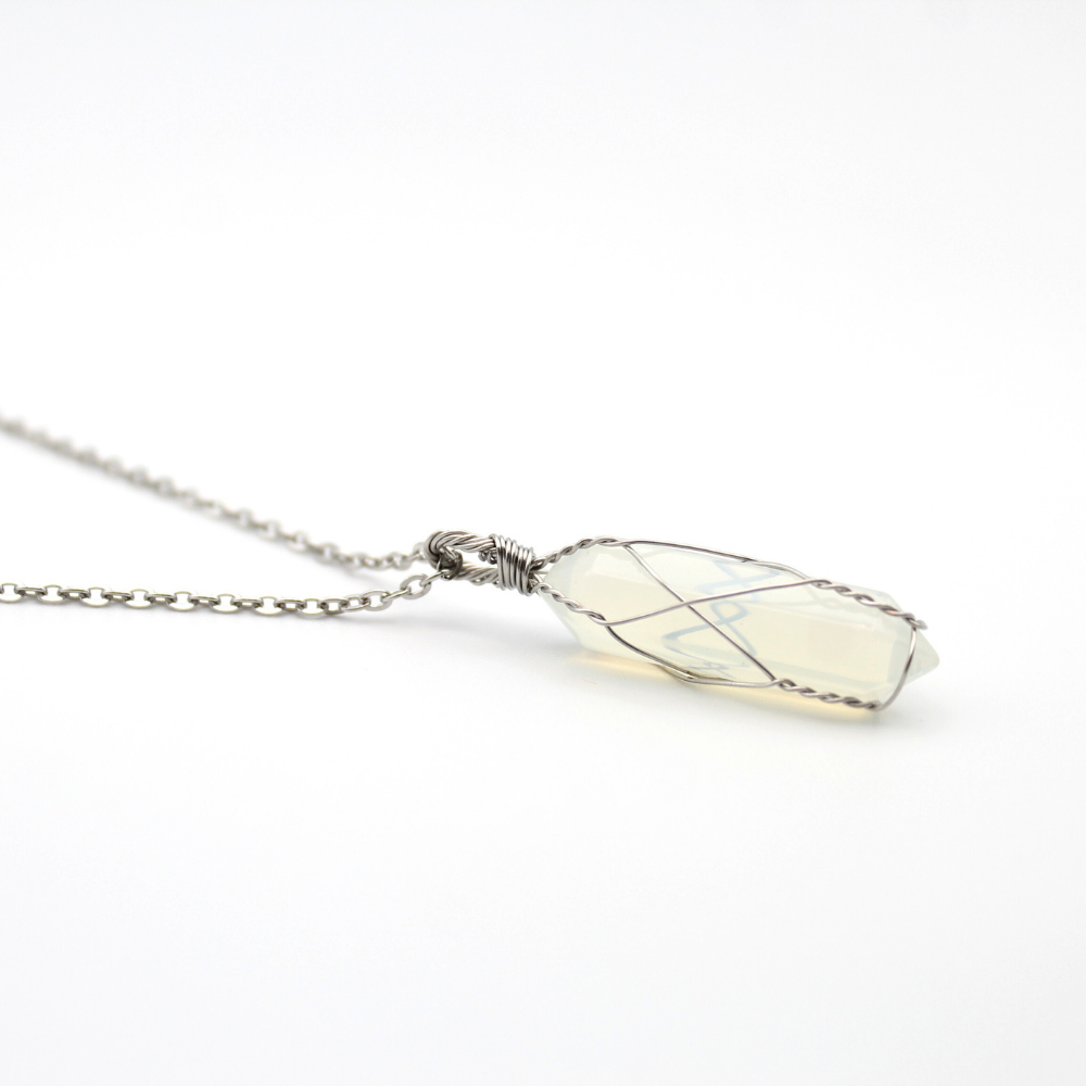 Opalite Point Necklace (Silver)