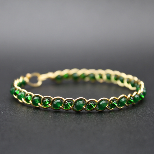 Emerald Bangle Bracelet (with Clasp) (Gold)