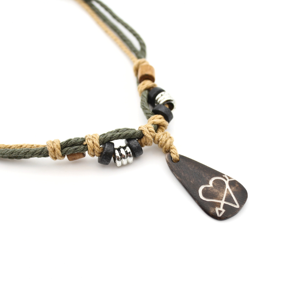 Heart w/ Arrow - Carved Bone Necklace