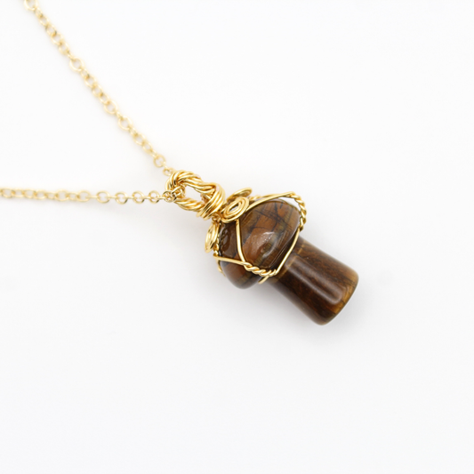 Tiger's Eye Mushroom Necklace