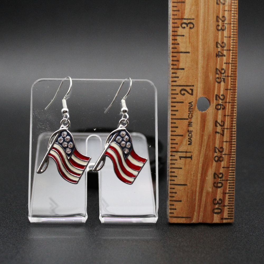 American Flag Earrings (Silver)