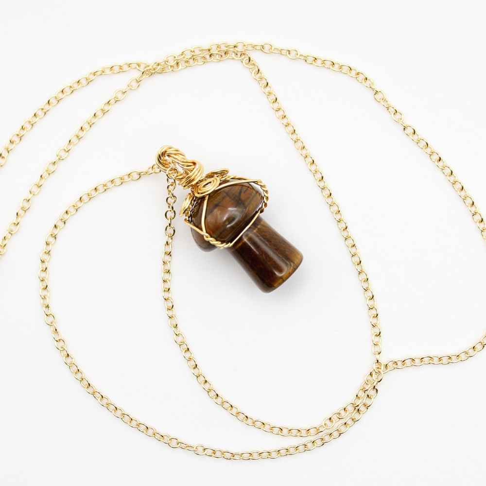 Tiger's Eye Mushroom Necklace