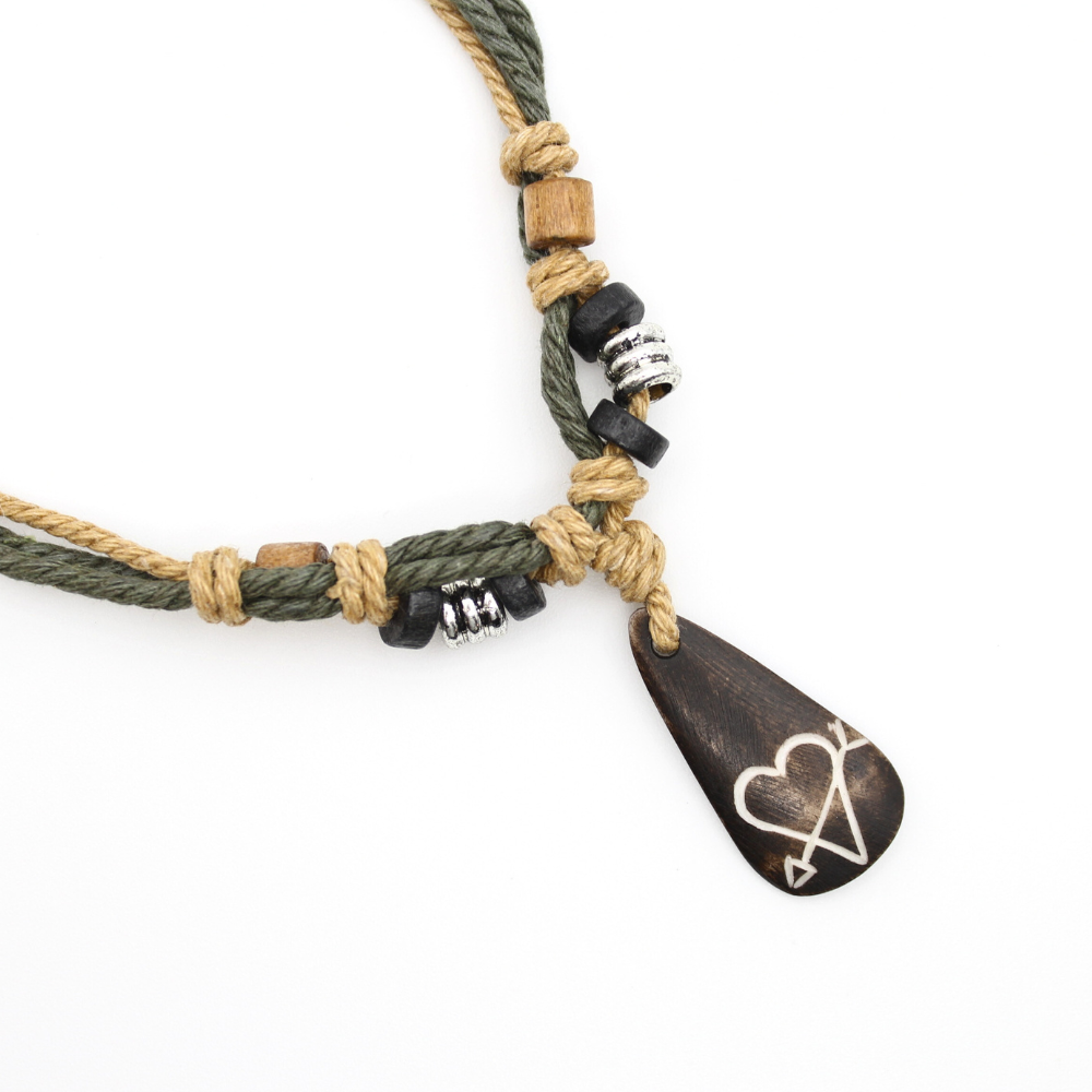 Heart w/ Arrow - Carved Bone Necklace