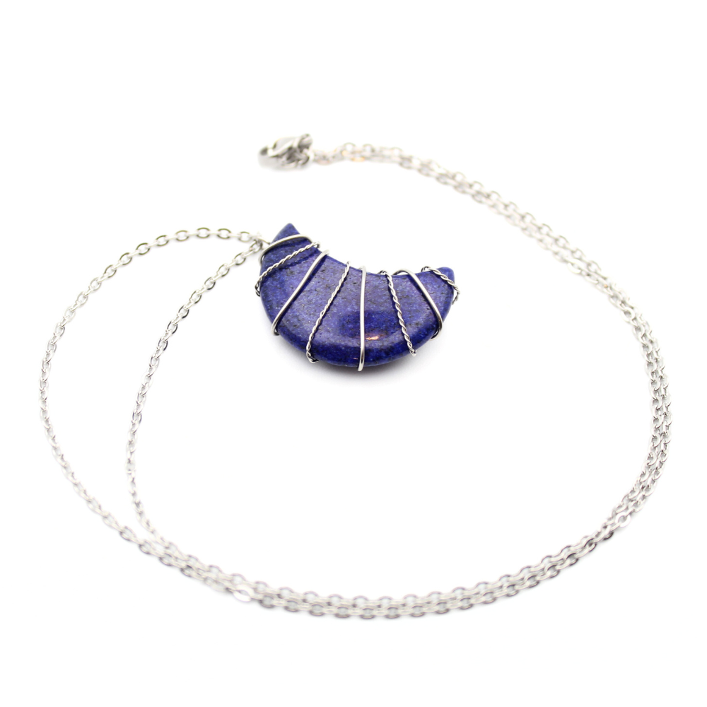 Lapis Lazuli Moon Necklace (Silver)