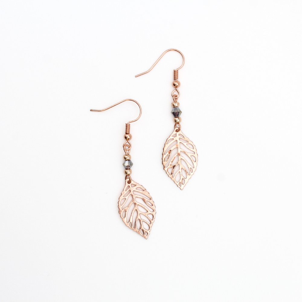 Rose Gold Leaf Earrings