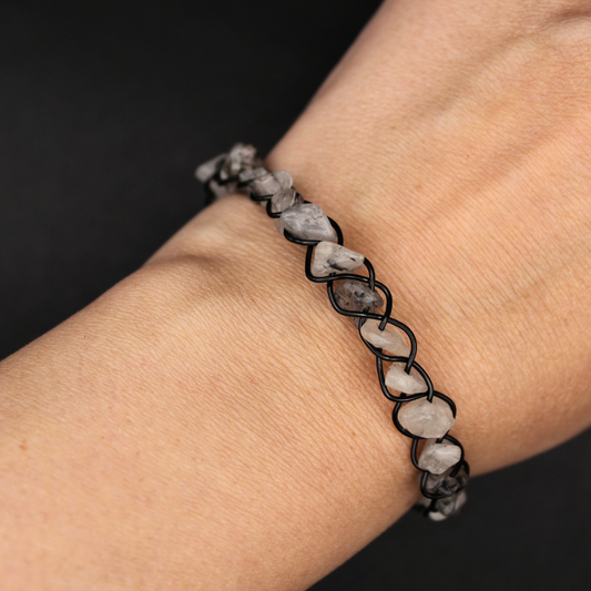 Rutilated Quartz Bangle Bracelet (w/ Clasp)