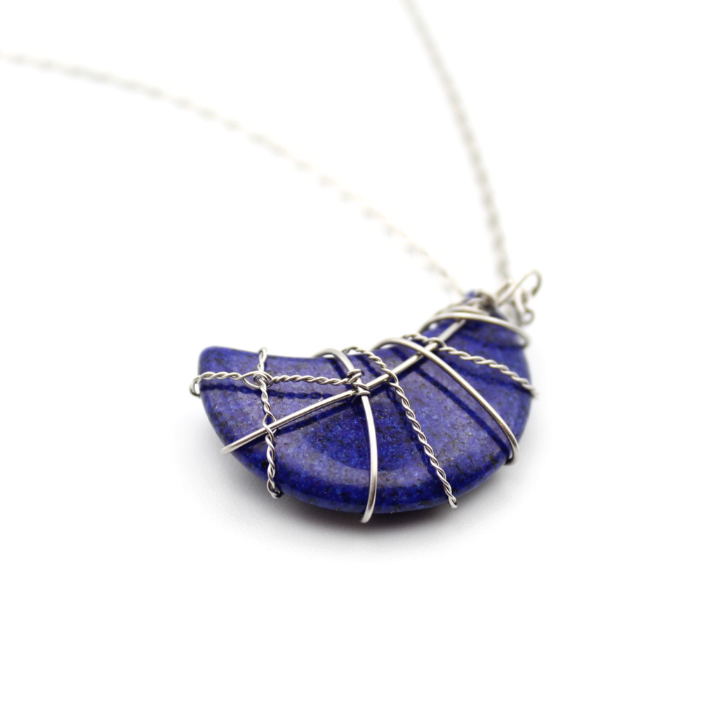 Lapis Lazuli Moon Necklace (Silver)