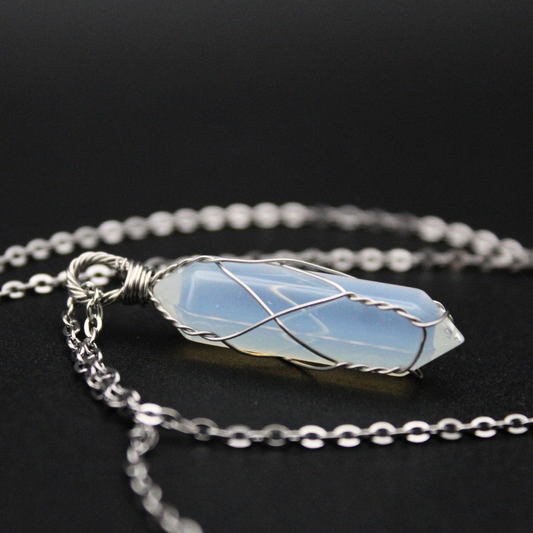 Opalite Point Necklace (Silver)