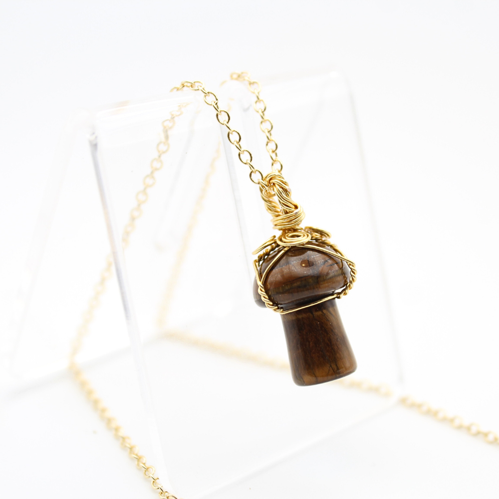 Tiger's Eye Mushroom Necklace